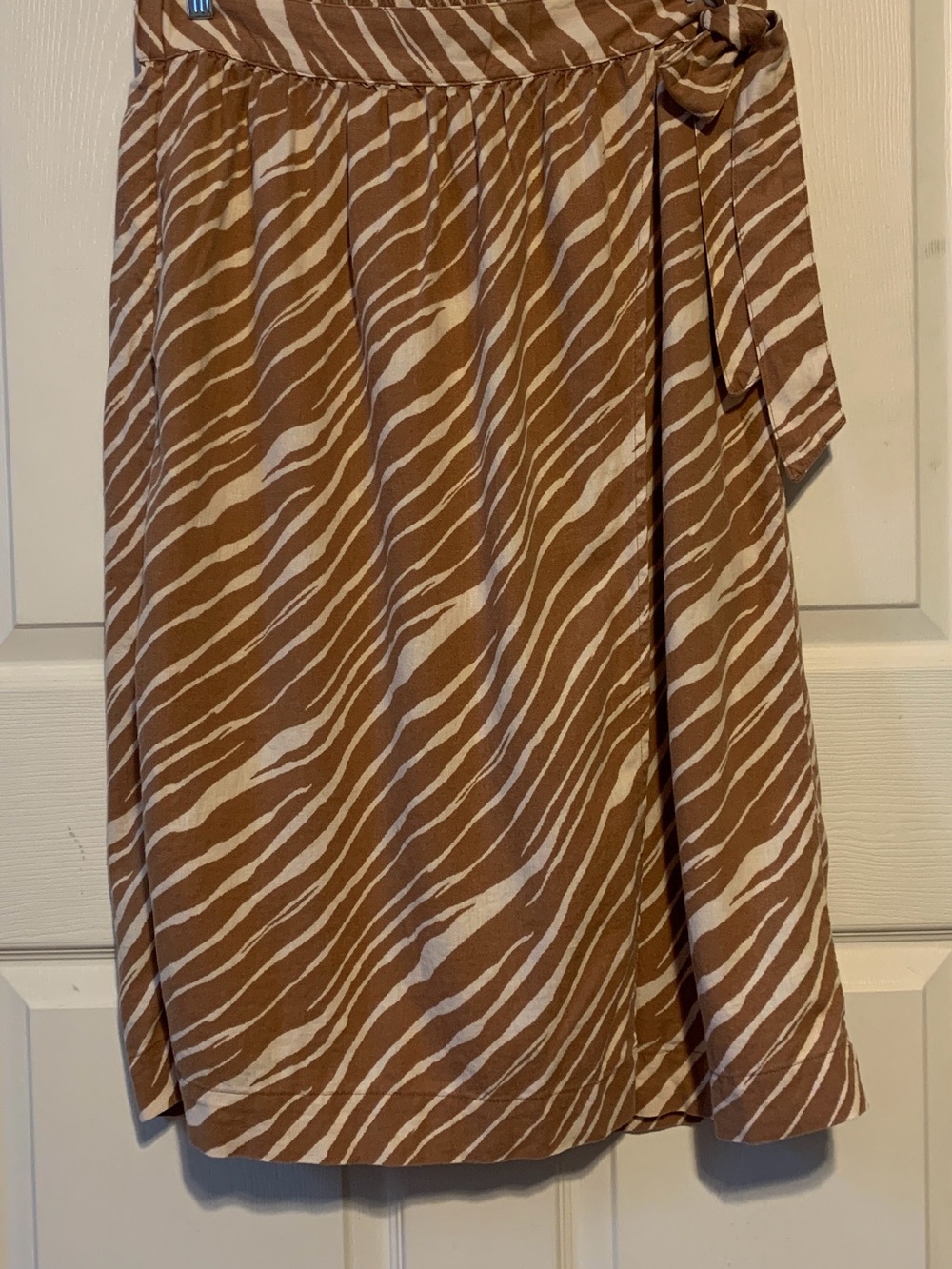 a new day Brown and Cream Zebra-Print Tie-Waist Midi Skirt